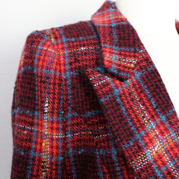 Halogen Nordstrom Avondale Tweed Plaid Wool Blend Blazer Jacket Coat S $149 Red - Picture 12 of 16
